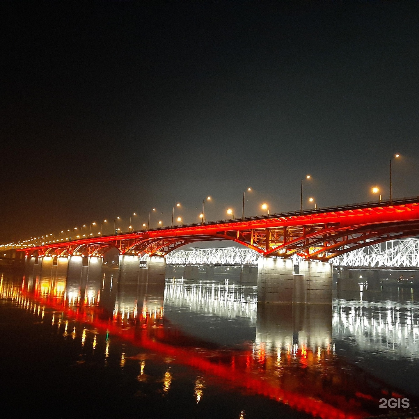Николаевский мост Красноярск ночью