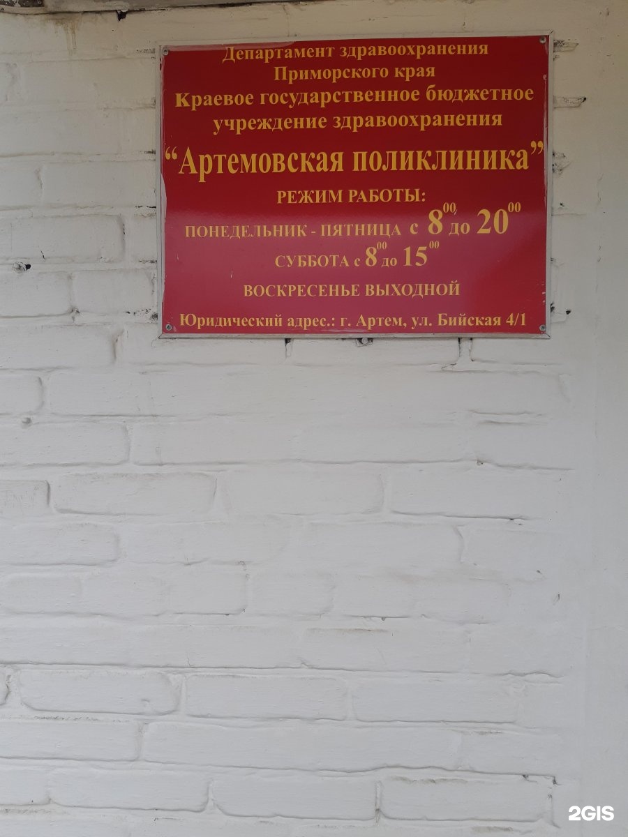 Поликлиника артема приморский край. Артемовская городская больница. 4 Городская больница Бийск.